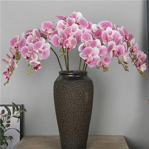 32" Artificial Phalaenopsis Flowers 4 Pcs with 2 Bundles Leaves Orchids